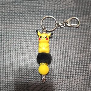 Yellow Pikachu Keychain with Black Accents